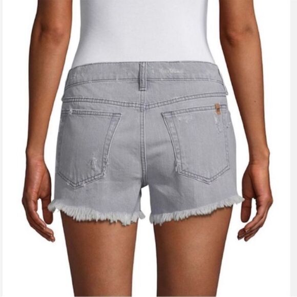 Joe’s Jeans Gabrielle Gray Factory Distressed Ripped Holes Denim Cut Off Shorts - Picture 2 of 12